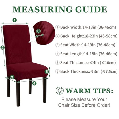 Sufdari Dining Room Chair Covers Set of 4, Burgundy Non-Slip Spandex Stretch Dining Chair Slipcovers for Dining Room, Hotel (Large) - color: .Burgundy, size: L-4 PC