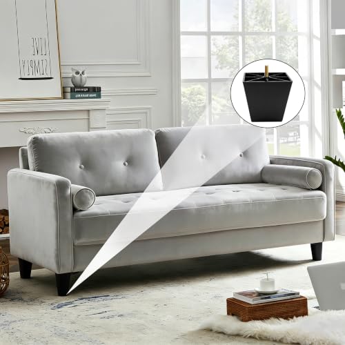FabricJoy 12 Pack 4 Inch Plastic Furniture Legs Square Sofa Couch Legs Replacement Tapered Feet with M8 T-Nuts Screws for Legs Sofas Table Chairs Cabinets Dressers Beds - size: 4 inch