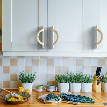 Amerdeco 10 Pack Brushed Satin Nickel and Gold Cabinet Pulls 3.75 Inch(96MM) Hole Centers Kitchen Cabinet Handles Cabinet Hardware Cupboard Handles Drawer Pulls… - color: Brushed Satin Nickel Gold, size: 3.75"/96MM Hole Center, style: 10 Pack
