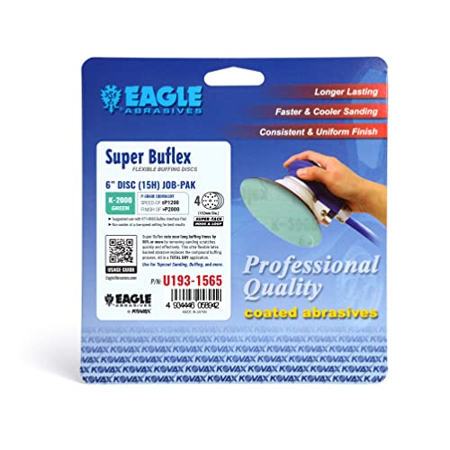 Eagle U193-1565 6 inch DRY Super Buflex Discs - 15 Holes - GREEN (K2000) - (Job-Pak) - 4 Discs/Pack - color: K-2000 Green, size: 6" w/ 15 Holes