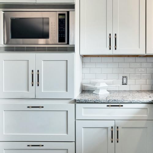 10 Pack 5 Inch Cabinet Pulls knurled Matte Black and Brushed Gold Kitchen Cabinet Handles Aluminum and Zinc Alloy Drawer Pulls Solid Cabinet Hardware - color: Black and Brushed Gold Knurled, size: 5'' Hole Center(128mm)