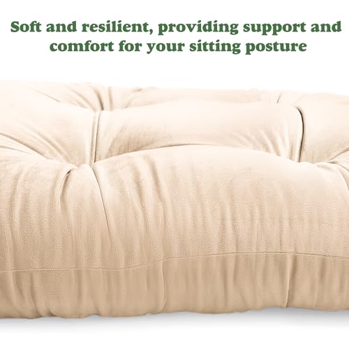 JZHLLA Glider Rocker Replacement Cushion Set with Storage Pockets Soft Flannel Fabric & High-Resilience Foam Non-Slip Back Rocking Chair Cushion for Living Room Rocking Chair(Beige) - color: Beige