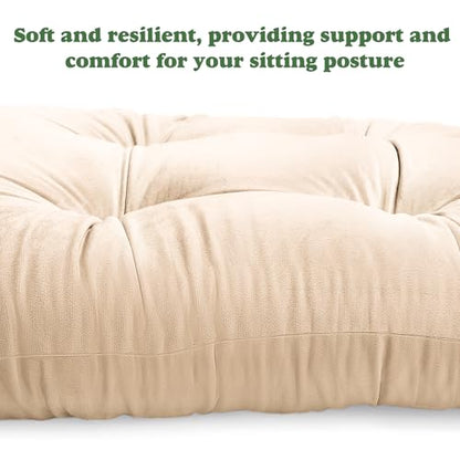 JZHLLA Glider Rocker Replacement Cushion Set with Storage Pockets Soft Flannel Fabric & High-Resilience Foam Non-Slip Back Rocking Chair Cushion for Living Room Rocking Chair(Beige) - color: Beige