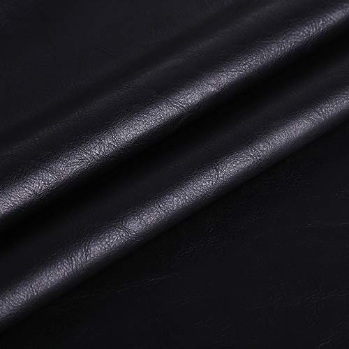 Premium Faux Leather Upholstery Fabric 1.2mm Thickness，Waterproof Upholstery Leather Distressed Bark Fabric 10 Yards Roll(Black,Shipped as a 360"x54" Roll) - color: Black, size: 360"x54"