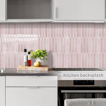 10 Sheets Long Hexagon Tile Peel and Stick Backsplash - color: Pink