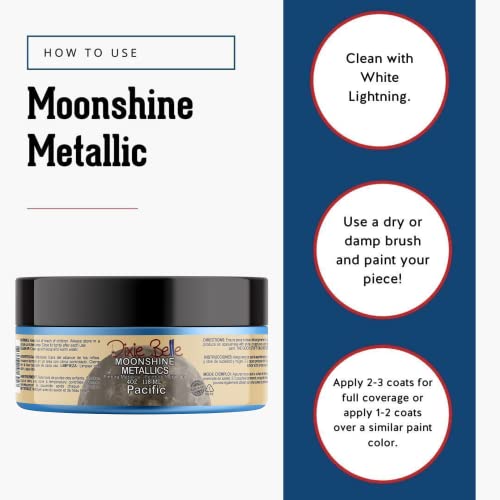 Dixie Belle Paint Company Moonshine Metallics - Pacific (4oz) - color: Pacific, style: 4 Fl Oz (Pack of 1)