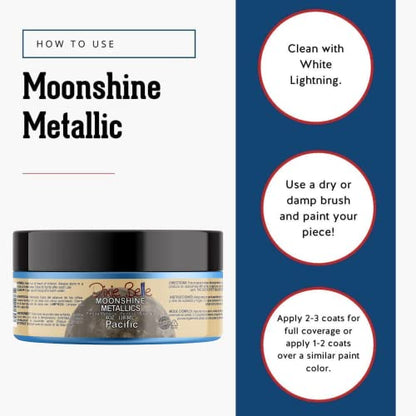 Dixie Belle Paint Company Moonshine Metallics - Pacific (4oz) - color: Pacific, style: 4 Fl Oz (Pack of 1)