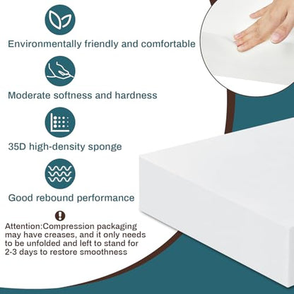 Frienda 1 Pack 5" x 20" x 20" Upholstery High Density Craft Foam, White - size: 5" X 20" X 20"