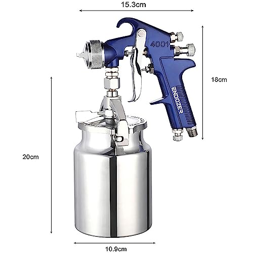 ENDOZER Professional Siphon Feed Spray Gun for Paint, Red Handle, 34 oz -1.8mm Nozzle for a Variety of Low Viscosity Paints（Blue） - color: Blue-1.8（Basics）