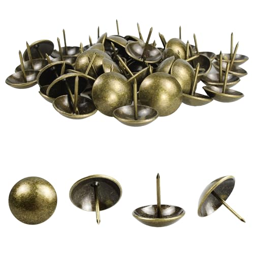100PCS 1" Upholstery Tacks Furniture Nails Pins, 25×25mm Decorative Furniture Tacks, Round Head Furniture Thumb Pushpin DIY Tacks for Upholstered Furniture Cork Board, Bronze
