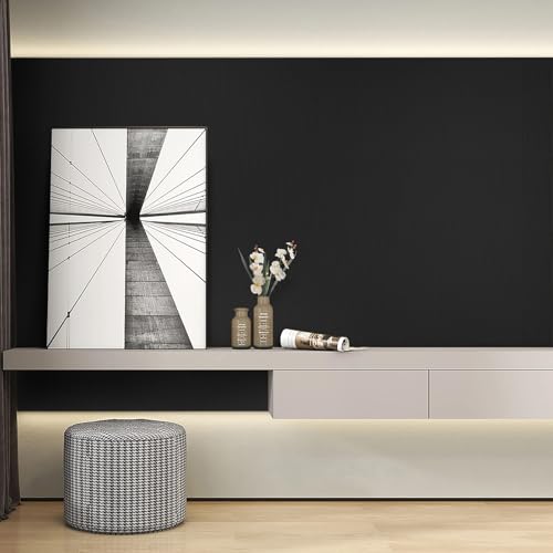 Rugreat Matte Black Peel and Stick Wallpaper Solid Modern 472inL 15.7inW - color: Black, size: 15.7" x 472"