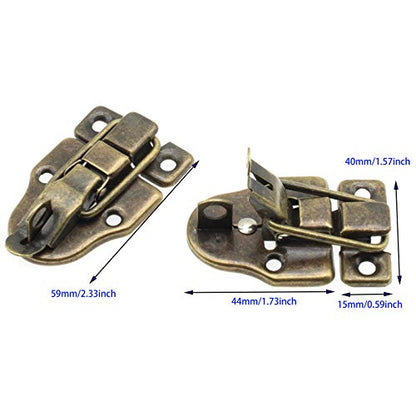 Retro Style Duckbilled Toggle Hasp Latch,LBTODH 2 pcs Antique Toggle Hasp Latch with Padlock Hole for Jewelry Box Cabinet Toolbox Suitcase,with Mounting Screws(Bronze) - color: Bronze