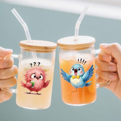 GLOBLELAND 56 Sheets Cartoon Birds Rub on Transfer 3.9x3.9 inch - color: Cartoon Birds