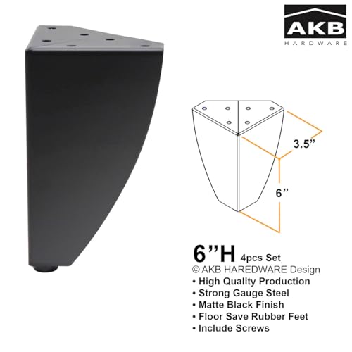 Set of 4 Classic Style Sofa Cabinet Tables with Heavy-Duty Metal Legs – Durable Furniture for Living Room, Entryway, and Bedroom (Black, 6" H) - color: Black, size: 6"H