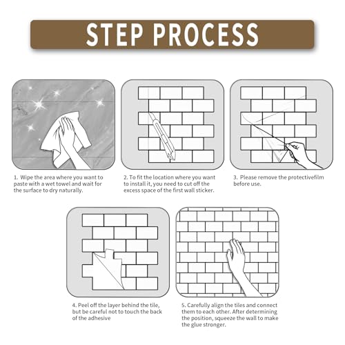 10 Sheets Peel and Stick Backsplash for Kitchen 12"X12" Renter Friendly Backsplash Back Splash Adhesive Subway Wall Tile Flat Vinyl Sticker for Bathroom Brown Marble B (Not 3D Tile)