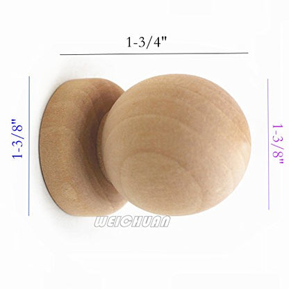 WEICHUAN 10-Pack Solid Wood Ball Cabinet Dresser Drawer Knobs