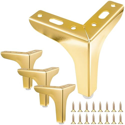 4PCS 6 Inch Gold Metal Furniture Legs Feets Heavy Duty Triangle Chair Legs - size: 6 inch