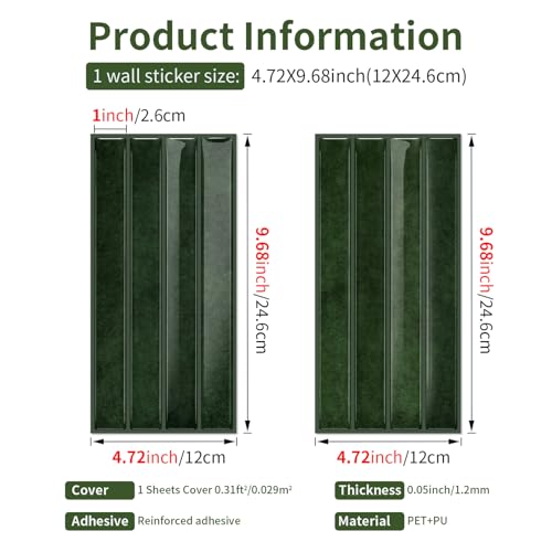 VICCI Peel and Stick Backsplash, Fresh Green, 4.72x9.68 Inch - color: Fresh Green