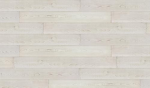 Real Wood Wall Planks-5" White Shiplap Panel Peel and Stick 10Pack 12.5SqFt - color: White Washed