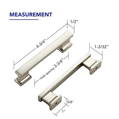 Brushed Nickel Cabinet Pulls, 3-3/4 Inch (96mm), 20 Pack, Heavy Duty - color: Brushed Nickel, size: 3-3/4" Hole Center