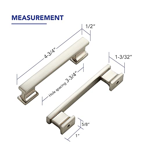 Brushed Nickel Cabinet Pulls, 3-3/4 Inch (96mm), 10 Pack, Heavy Duty - color: Brushed Nickel, size: 3-3/4" Hole Center