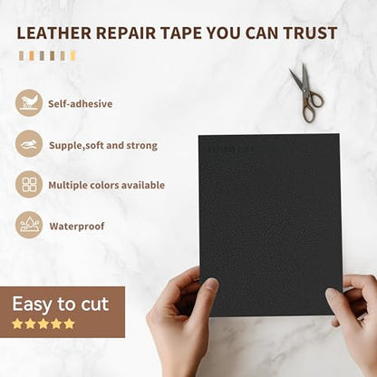 TIANLDD Leather Repair Tape,16 x 80 Inches Self Adhesive Leather Repair Patch，Leather Repair Kit for Furniture，Couches,Car Seats,Cabinets,Handbags(Black-Litchi Grain) - color: Black-Litchi Grain, size: 16" x 80"