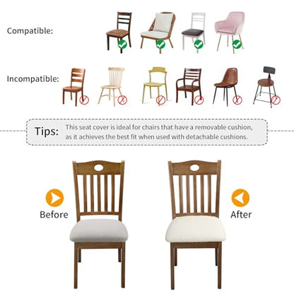 Fuloon Dining Chair Seat Covers Stretch Slipcovers, 6 Pack, Beige - color: Beige, size: Not Waterproof