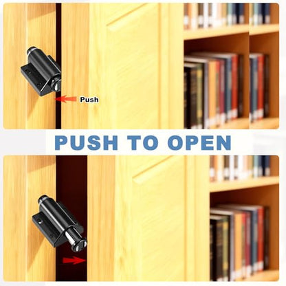 uxcell Touch Catch Magnetic Press Latch for Cabinet Door Cupboard Drawers Black 4pcs - color: Black