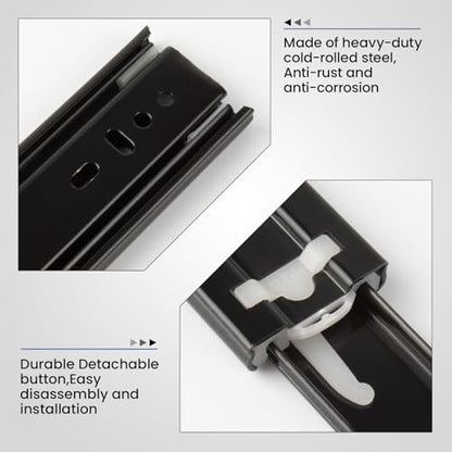 LONTAN 10 Pairs Black Side Mount Drawer Slides 16 Inch Heavy Duty Rails - color: Black, size: 16 Inch - Drawer Slide