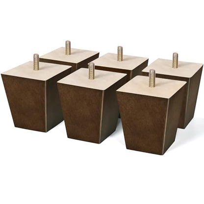 Wood Furniture Legs Sofa Legs Pack of 6 Square Couch Legs Mid-Century Modern Replacement Legs for Armchair Recliner Coffee Table Dresser Sideboard (3 inch (6pcs)) - size: 3 inch (6pcs) Standard (With hanger bolt)
