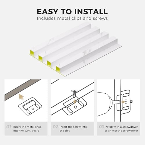 OUZUGIE WPC Acoustic Slat Wall Paneling, 8-Pack 114 x 6 Inches - color: White, size: (High)114“ x 6"
