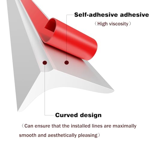 Water Dam Silicone Waterproof Barrier Bathroom and Kitchen Water Strip Coving Edging Strip（White-2.2m） - color: White, size: 0.59in*0.89in*7ft