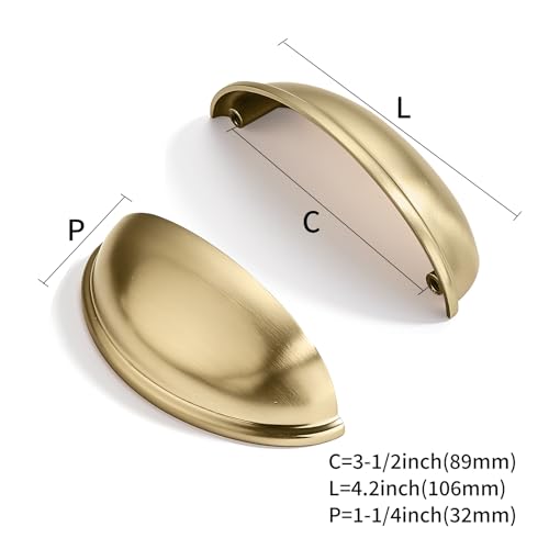 10 Pack 3-1/2" Drawer Pulls Champagne Bronze Cabinet Cup Pulls Kitchen Hardware Cabinet Handles Drawer Handles Knobs 3.5 inch Hole Center - color: Champagne Bronze, size: 3-1/2"(89mm) Hole Center