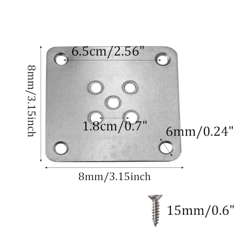 6PCS 8x8cm(3.15"x3.15") Furniture Leg Mounting Plates, Metal Flat T-Plate Connector Bracket with Screws for Sofa Chair Cabinet Table Leg Repair Replacement DIY - size: 3.15"x3.15"
