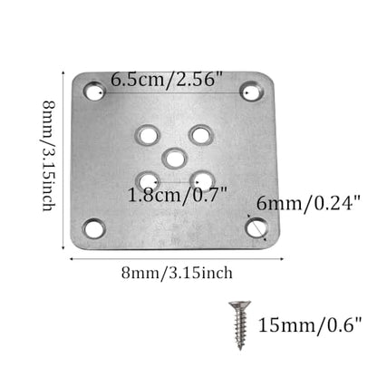 6PCS 8x8cm(3.15"x3.15") Furniture Leg Mounting Plates, Metal Flat T-Plate Connector Bracket with Screws for Sofa Chair Cabinet Table Leg Repair Replacement DIY - size: 3.15"x3.15"