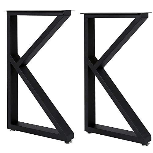 TIEOU Metal Legs for Table K Shape 28" H Tall Industrial Black Table Legs Heavy Duty Metal Desk Legs Set of 2(Without Boards) - size: K Shape-28"H