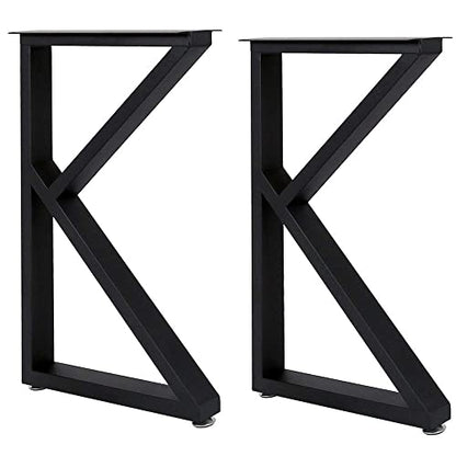 TIEOU Metal Legs for Table K Shape 28" H Tall Industrial Black Table Legs Heavy Duty Metal Desk Legs Set of 2(Without Boards) - size: K Shape-28"H