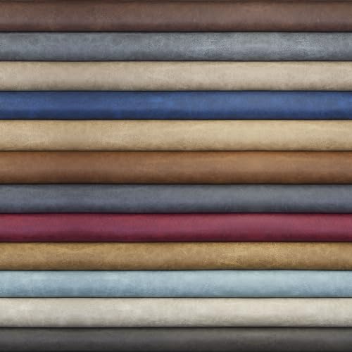 Faux Leather Fabric, Thick Durable Synthetic Repholstery Leather Vinyl, Soft Touch Distressed DIY and Craft Material - Individual 1 Foot Cut 12"x54" (Aged Blue) - color: Aged Blue, size: 1 Foot Cut