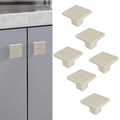 6 Pack Ceramic Drawer Pulls Square Cabinet Pulls Beige Drawer Knobs Wavy Natural Cabinet Handles Cute Dresser Knobs Boho Drawer Pull - color: Beige