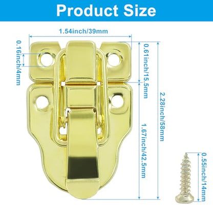 2 Pack Retro Duckbilled Toggle Hasp Latch Gold - color: Gold