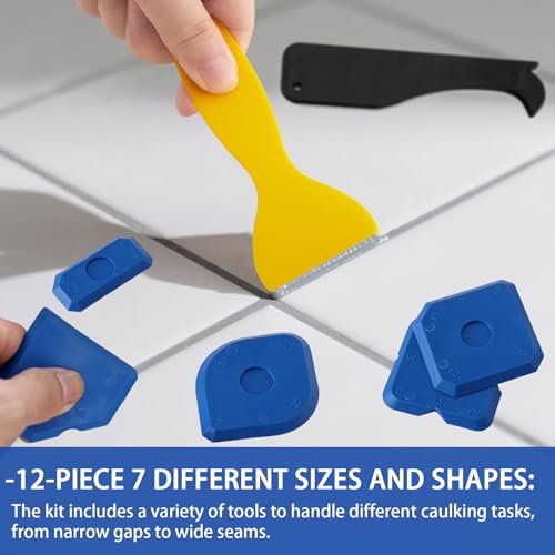12-Piece Caulking Tools with Putty Knife for Tile Sealing
