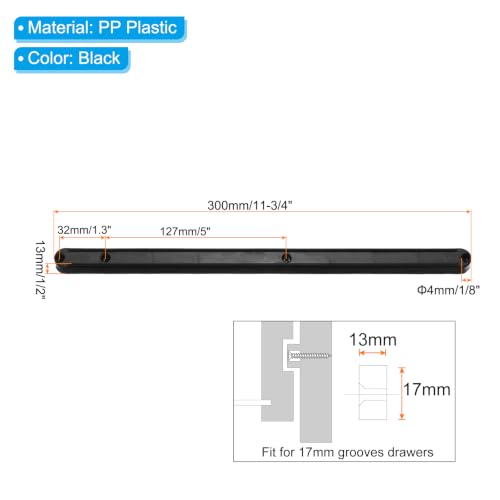 PATIKIL 12 Inch Drawer Slides, 4 Pcs Plastic Guide Rails Side Mounted Rails for Cabinet/Drawer/Bedside/Table/Wardrobe with 19/32" (15mm) Groove, Black - color: Black, size: 12 Inch