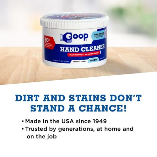 GOOP Multi-Purpose Hand Cleaner- Waterless Hand Degreaser, Laundry Stain Remover - NonToxic and Biodegradable Cleaner Remove Dirt, Oil, Paint, Ink, and Clothes Stains Original, 14oz Pack of 1 - size: 14 Ounce (Pack of 1)