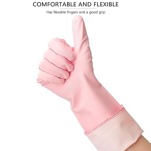 Latex Free Nitrile Cleaning Gloves, Medium, 3 Pairs - color: Green+pink+red, size: Medium