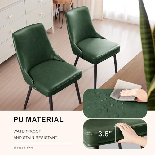 kinmars Kitchen & Dining Leather Dining Chairs Set of 6 Green - color: Green-faux Leather