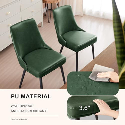 kinmars Kitchen & Dining Leather Dining Chairs Set of 6 Green - color: Green-faux Leather