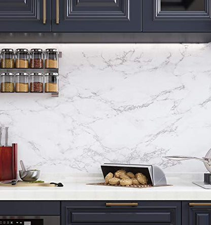 FunStick 24" x 200" White Grey Marble Contact Paper for Countertops Waterproof Removable Wallpaper Counter Top Covers Peel and Stick Wallpaper Self Adhesive Thick Marble Paper for Cabinets Desk Vinyl - size: 24"W x 200"L