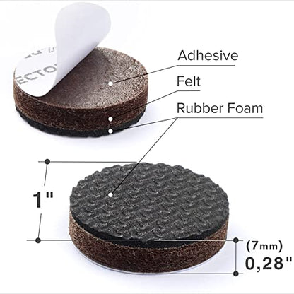 Non Slip Furniture Pads 36 pcs 1" X-Protector - Premium Furniture Grippers - size: 1 inch 36 Round
