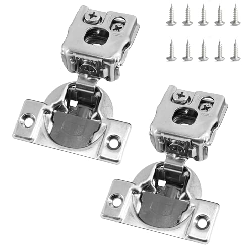 1 Inch Overlay Soft Close Cabinet Hinges, 2 Pack Slow Soft Close Hinges for Kitchen Cabinets Satin Nickel Hidden Self Closing Kitchen Cabinet Hinges for Cupboard, Silver - size: 1 inch Overlay