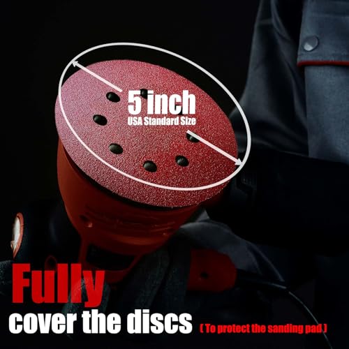 Sanding Disc 5 Inch 8 Hole, 100 Pcs Orbital Sanding Discs Hook and Loop, Sandpaper for polishing and Grinding, 320 400 600 800 1000 Grit Sand Paper for Random Orbital Sander - style: assort grits(fine) 100 Pcs